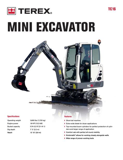 tc16 mini excavator|tc16 spec sheet.